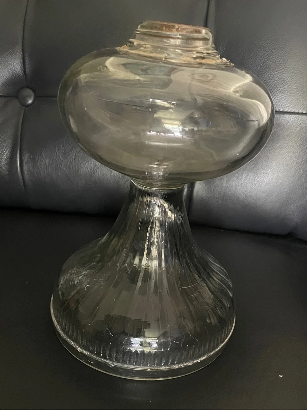 Home Accent Vintage clear Glass Pedestal Oil Lamp Cottagecore lantern